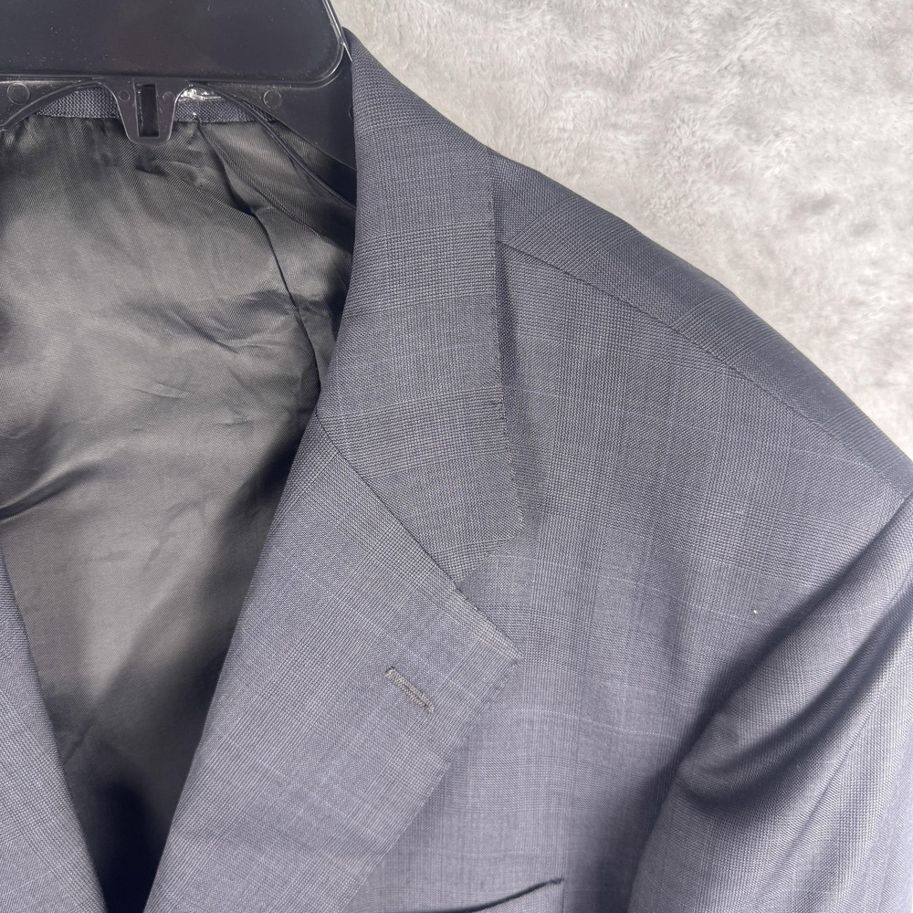 Corneliani Blazer Mens 52L(EU)‎ 42L Gray Check Super 120s Wool Made Italy Coat - Picture 3 of 12